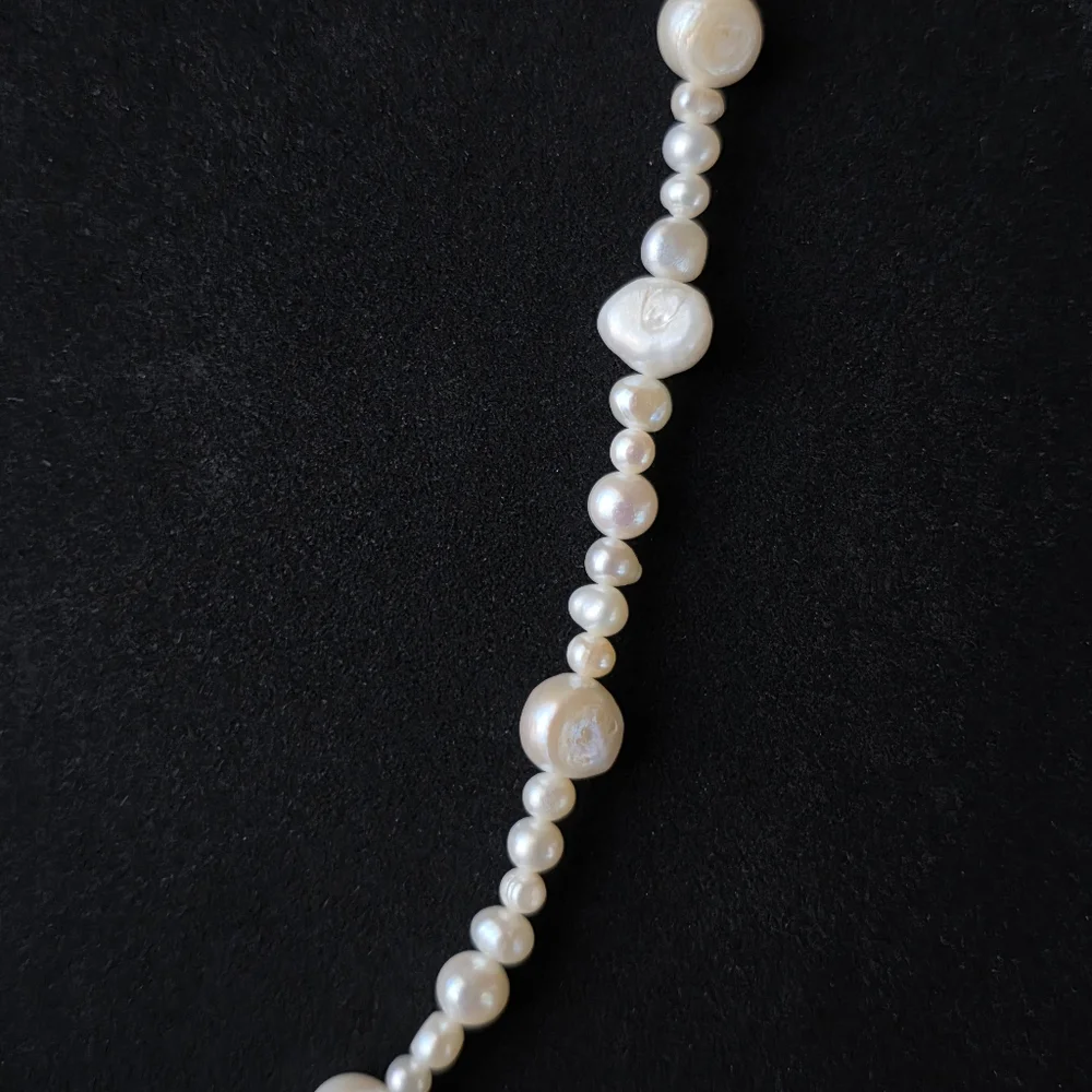 Vintage Baroque Pearl Necklace 925 Sterling Silver Signed CGI CN